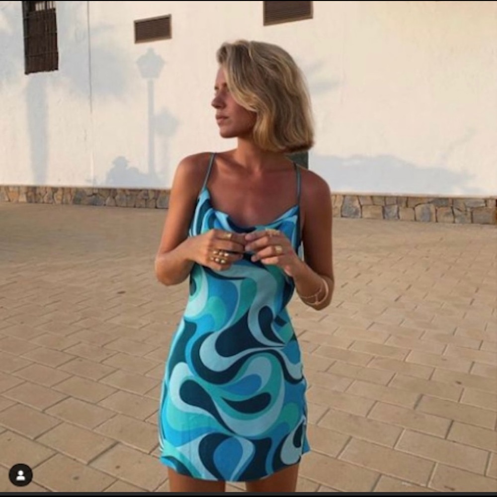 Zara Printed Blue Flowing Dress